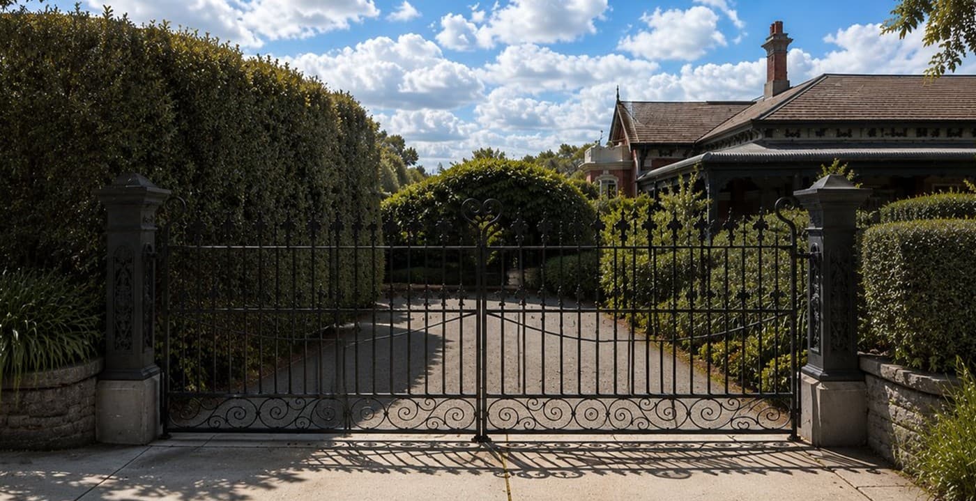 An estate gate with no bow